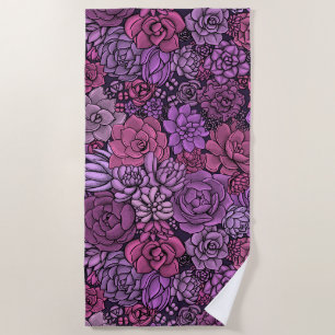 Serviette De Plage Jardin succulent en rose et violet