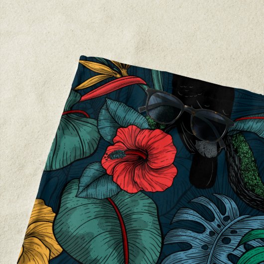 Serviette De Plage Jardin toucan 2 (En situation)
