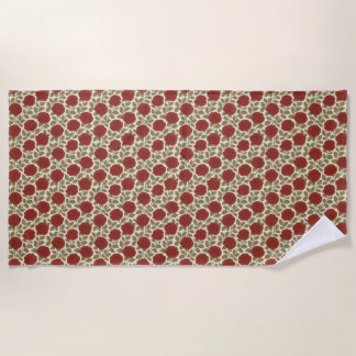 Serviette De Plage Jardin victorien Rose Rouge Floral Retro