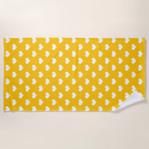 Serviette De Plage Jaune Blanc Amour Coeur Design Motif