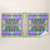 Serviette De Plage Jaune bleu violet géométrique (Devant)