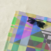 Serviette De Plage Jaune bleu violet géométrique (En situation)