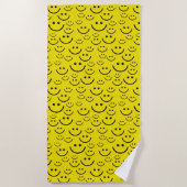 Serviette de plage jaune de visages heureux (Devant)