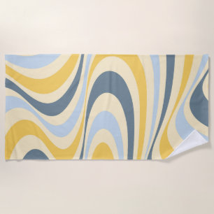 Serviette De Plage Jaune et bleu abstrait design tourbillon