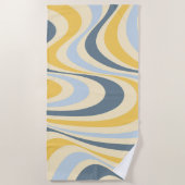 Serviette De Plage Jaune et bleu abstrait design tourbillon (Devant)