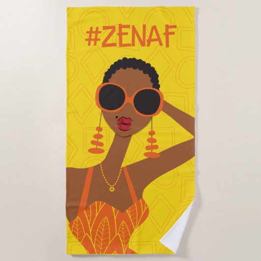Serviette De Plage Jaune et orange #zenaf (Devant)