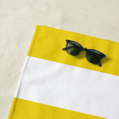 Serviette De Plage Jaune, Motif rayé, Lignes, Monogramme (En situation)