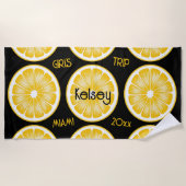 Serviette de plage jaune noir tranche de citron de (Devant)