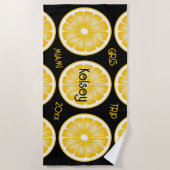 Serviette de plage jaune noir tranche de citron de (Devant)