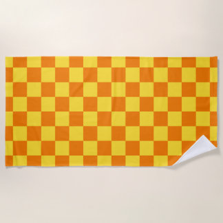 Serviette De Plage Jaune Orange Checkboard À damiers Checkpoint