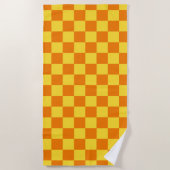 Serviette De Plage Jaune Orange Checkboard À damiers Checkpoint (Devant)