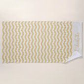Serviette De Plage Jaune pastel nom zig zag rayure géométrique (Devant)