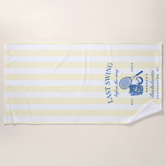 Serviette De Plage Jaune Rétro Dernier Balancement Avant La Raquette (Devant)