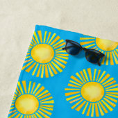 Serviette De Plage Jaune Soleil Caraïbes Bleu Plage Serviette (En situation)