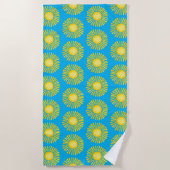 Serviette De Plage Jaune Soleil Caraïbes Bleu Plage Serviette (Devant)