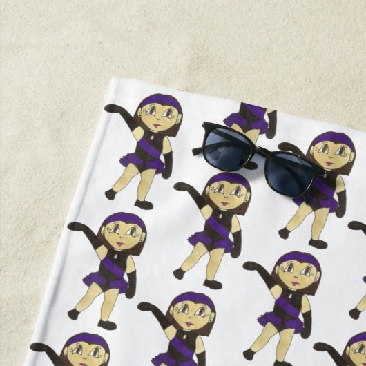 Serviette De Plage Jazz Dance Enseignant Considérant Costume pourpre  (En situation)