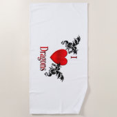 Serviette De Plage Je Coeur Dragons (Devant)