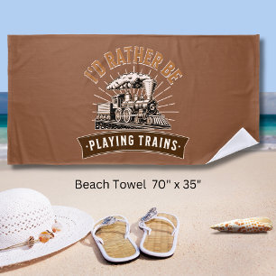 Serviette De Plage Je préfère jouer à vapeur Trains Moteur de chemin