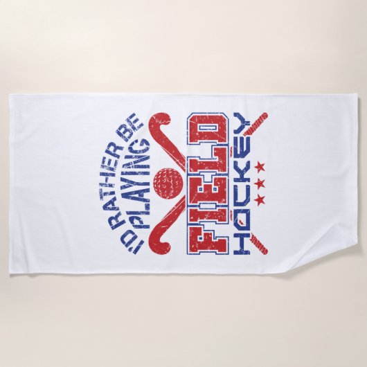 Serviette De Plage Je préfère jouer au hockey sur gazon (Devant)