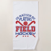 Serviette De Plage Je préfère jouer au hockey sur gazon (Devant)