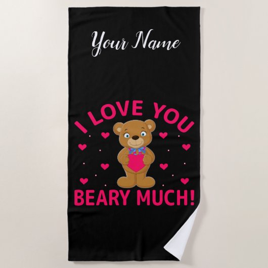 Serviette De Plage Je T'Aime Faire Beaucoup De Teddy Bear (Devant)
