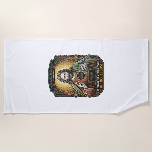 Serviette De Plage Jésus Fond noir Webcam oubliée Couverture Virtuell (Devant)