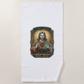 Serviette De Plage Jésus Fond noir Webcam oubliée Couverture Virtuell (Devant)