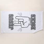 Serviette De Plage Jesus Rocks Biblique Festival W/B (Devant)