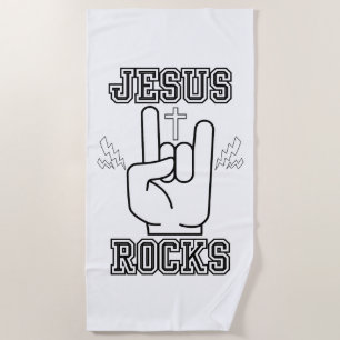 Serviette De Plage Jesus Rocks Biblique Festival W/B