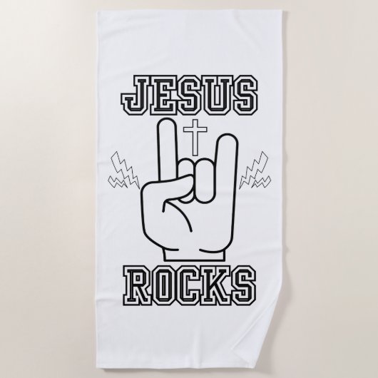 Serviette De Plage Jesus Rocks Biblique Festival W/B (Devant)