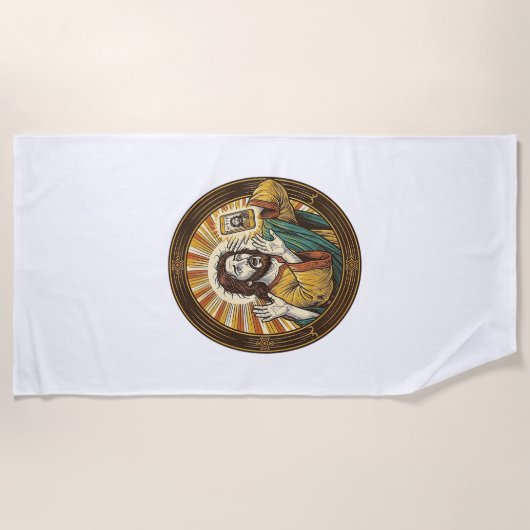 Serviette De Plage Jésus Selfie de Double Menton avec Caméra Frontal (Devant)