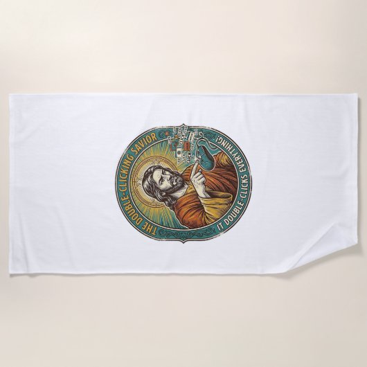 Serviette De Plage Jésus Souris Double Clic Cassée Bureau IT Tech (Devant)