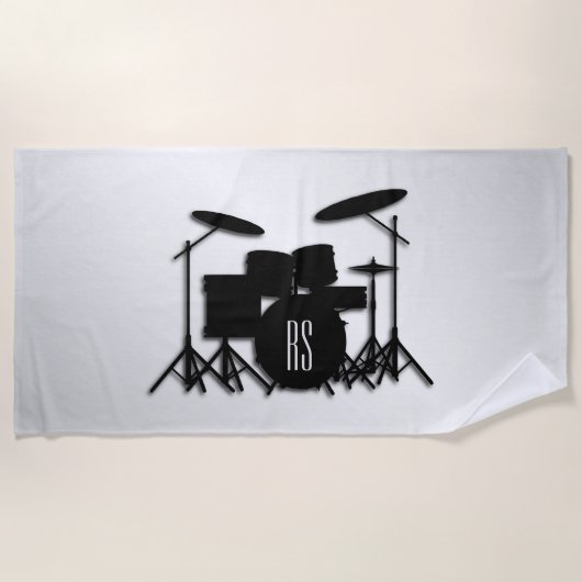 Serviette De Plage Jeu de tambour Monogramme Argent (Devant)