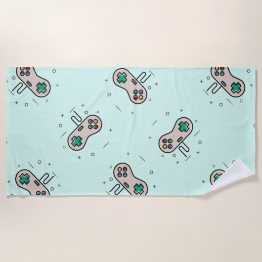 Serviette De Plage Jeu gris joystick sur bleu (Devant)