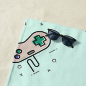 Serviette De Plage Jeu gris joystick sur bleu (En situation)