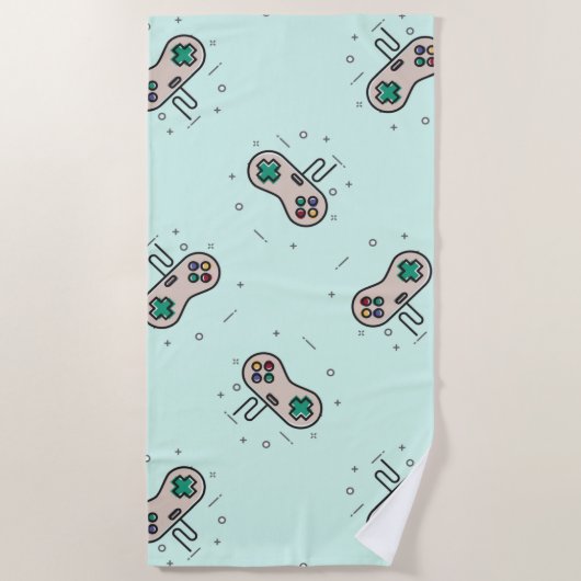 Serviette De Plage Jeu gris joystick sur bleu (Devant)