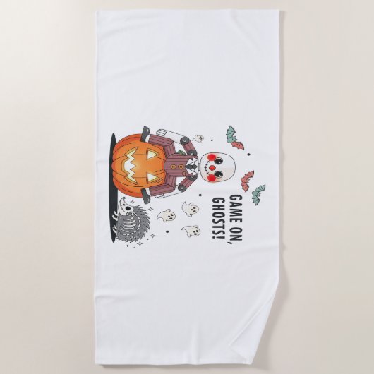 Serviette De Plage Jeu sur Ghosts Halloween (Devant)