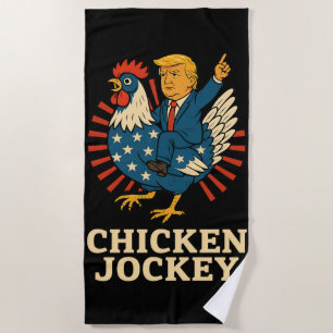 Serviette De Plage Jockey de poulet Trump Mème amusant