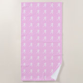 Serviette De Plage Jogging Runners & Heartbeat Line sur Pastel Pink (Devant)