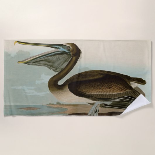 Serviette De Plage John James Audubon Peinture Pélicane Brown (Devant)