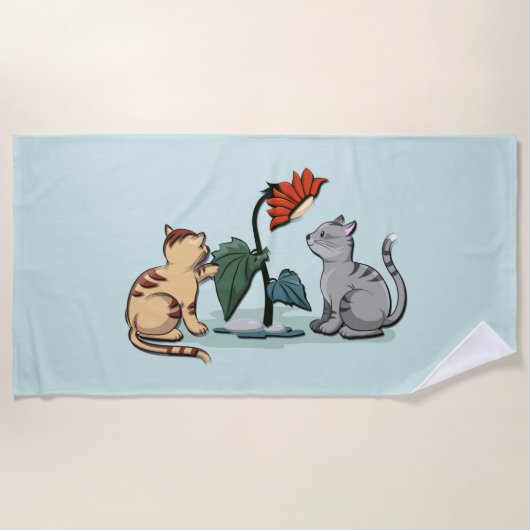 Serviette De Plage Joie d'été des chatons Vert mousse de mer (Devant)