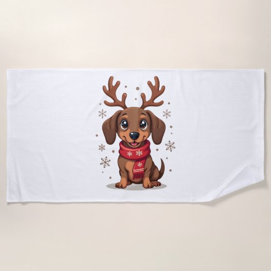 Serviette De Plage Joie d'hiver de teckel (Devant)
