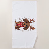 Serviette De Plage Joie d'hiver de teckel (Devant)