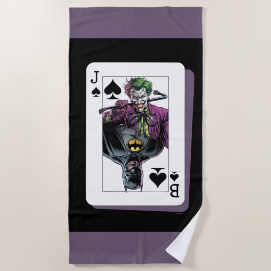 Serviette De Plage Joker and Batman Spade Playing Card Illustration (Devant)