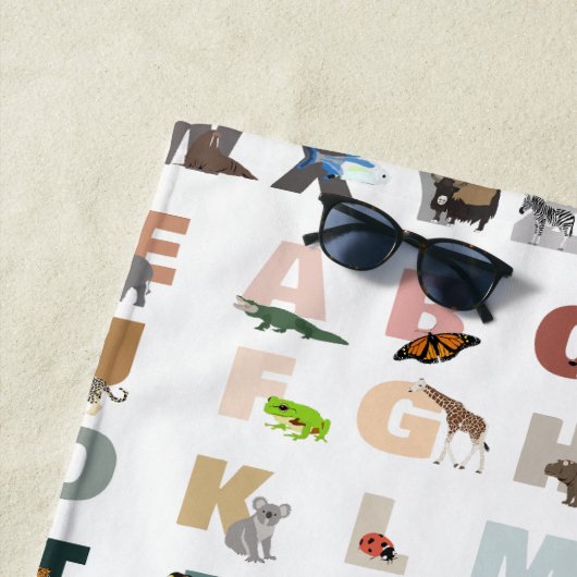 Serviette De Plage Joli Alphabet ABC Animaux (En situation)