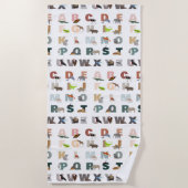Serviette De Plage Joli Alphabet ABC Animaux (Devant)