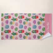 Serviette De Plage Joli Cactus Rose (Devant)