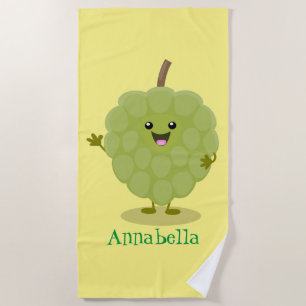 Serviette De Plage Joli cartoon de chérimole pomme-custarde