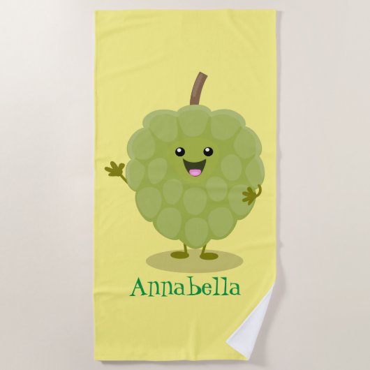 Serviette De Plage Joli cartoon de chérimole pomme-custarde (Devant)