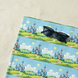 Serviette De Plage Joli château bleu et blanc